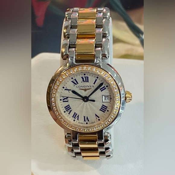 Longines PrimaLuna 18k Gold Steel DIamond Cream Dial Ladies Watch - Picture 6 of 16